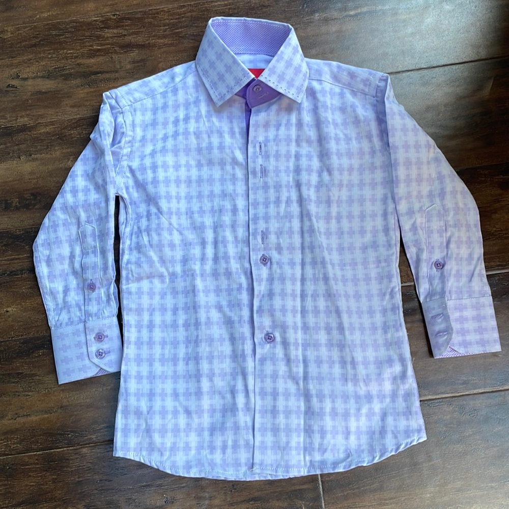 Elie Balleh Milano Italy Boys Purple long sleeve button down shirt Sz 4.